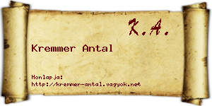 Kremmer Antal névjegykártya